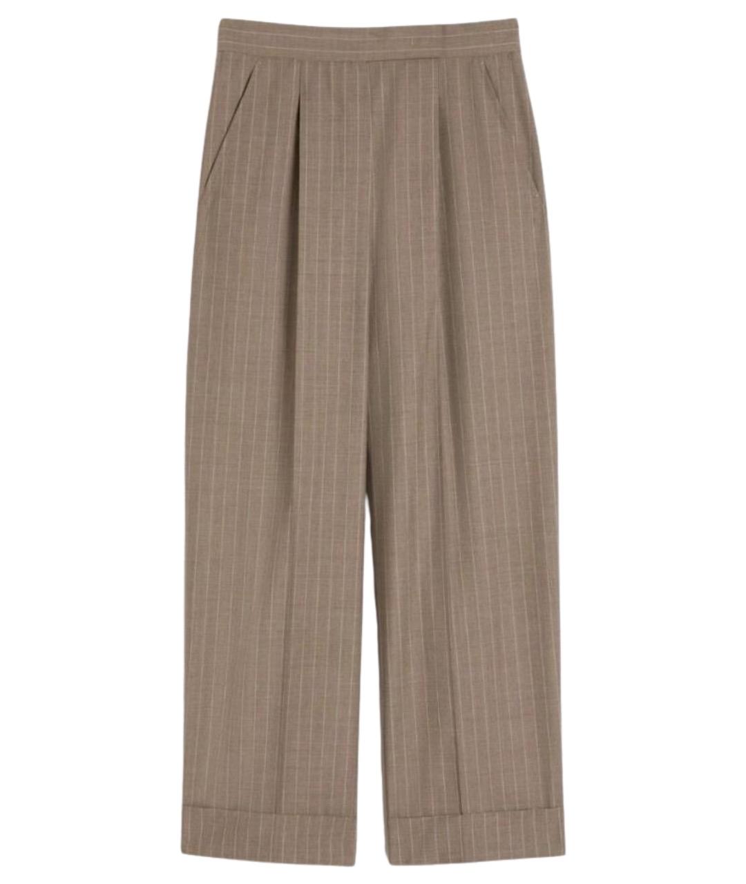 MAX MARA Коричневые шерстяные прямые брюки, фото 1