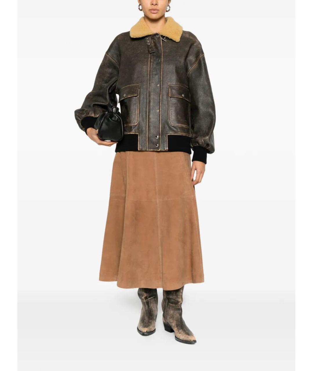 KHAITE Коричневая кожаная куртка, фото 4