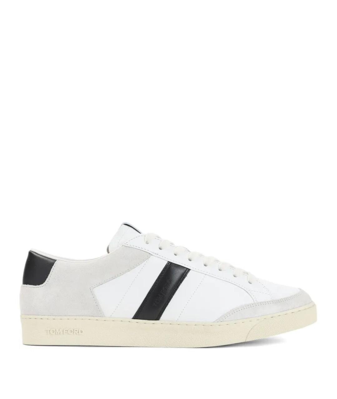 TOM FORD Белые кожаные низкие кроссовки / кеды, фото 1