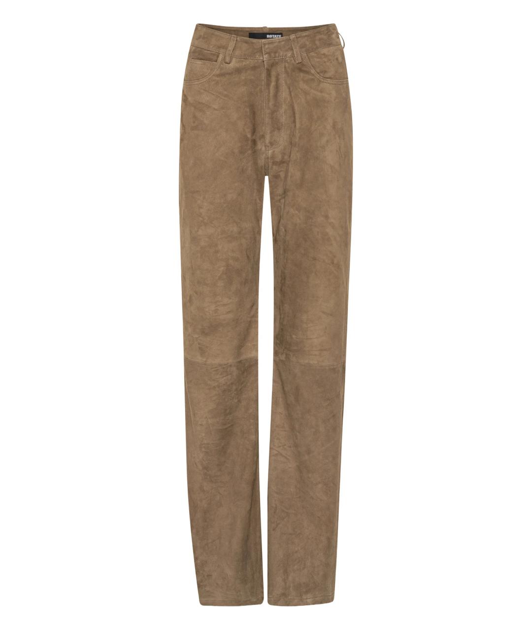 ROTATE Коричневые замшевые прямые брюки, фото 1