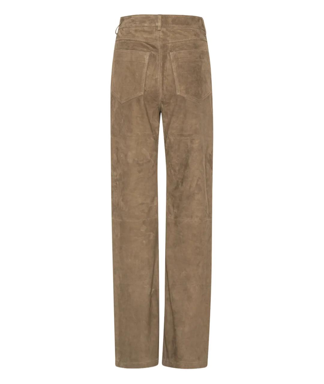 ROTATE Коричневые замшевые прямые брюки, фото 2