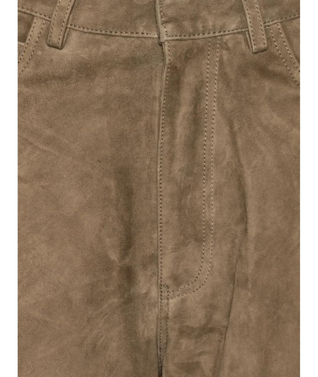 ROTATE Коричневые замшевые прямые брюки, фото 3