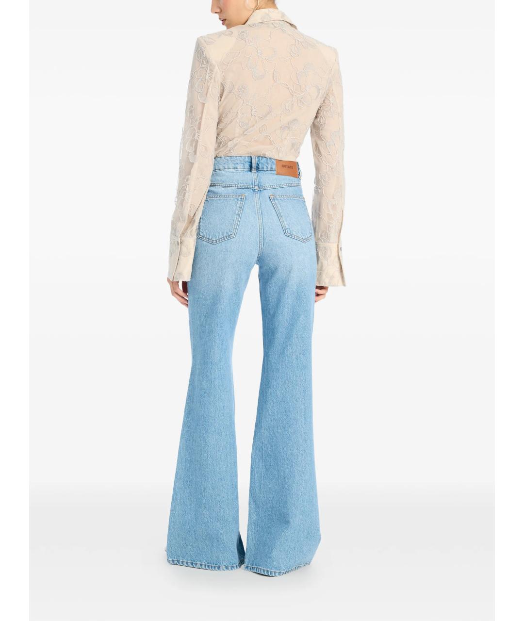 ROTATE Синие хлопковые прямые джинсы, фото 3