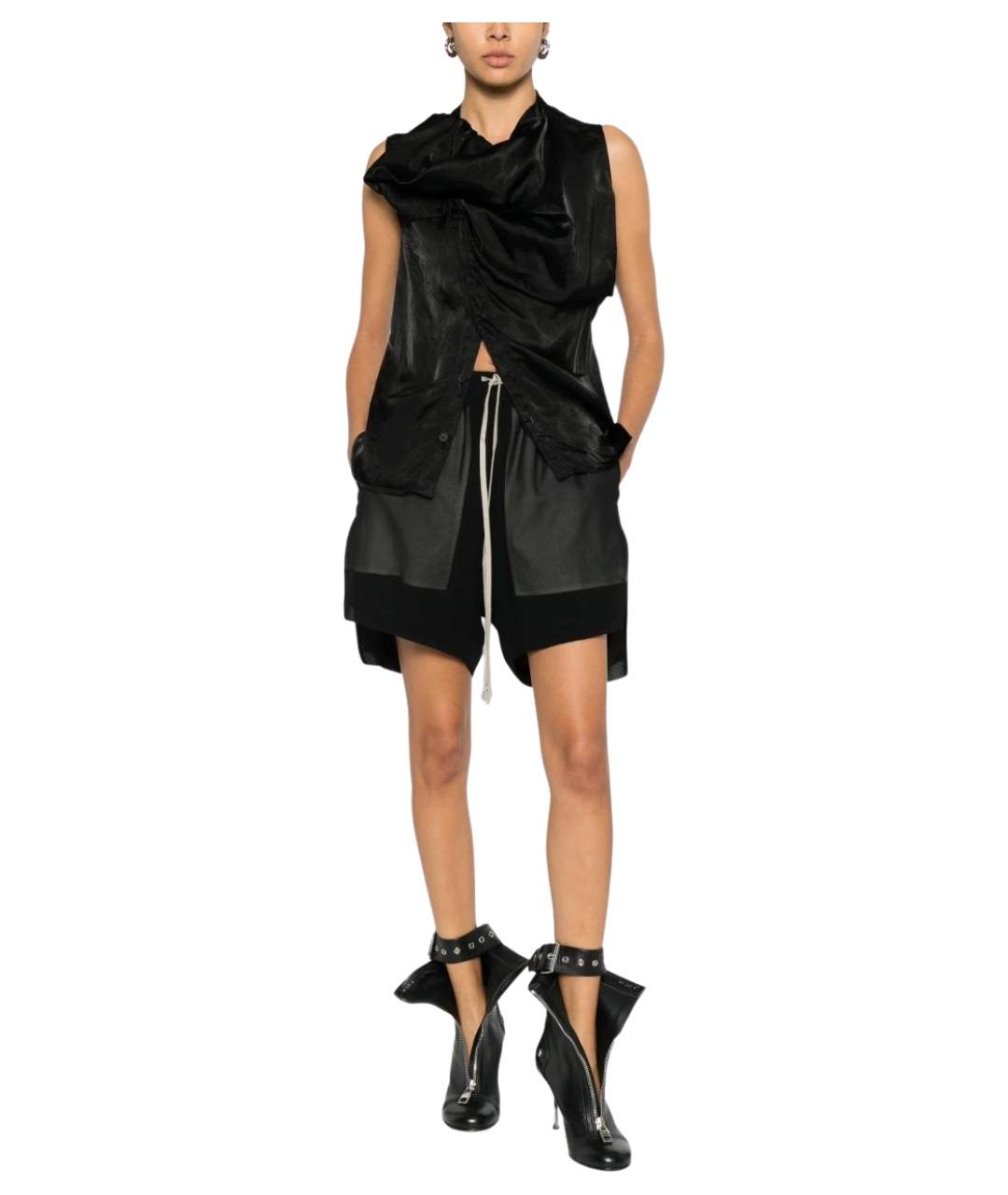 RICK OWENS Черные шелковые шорты, фото 2