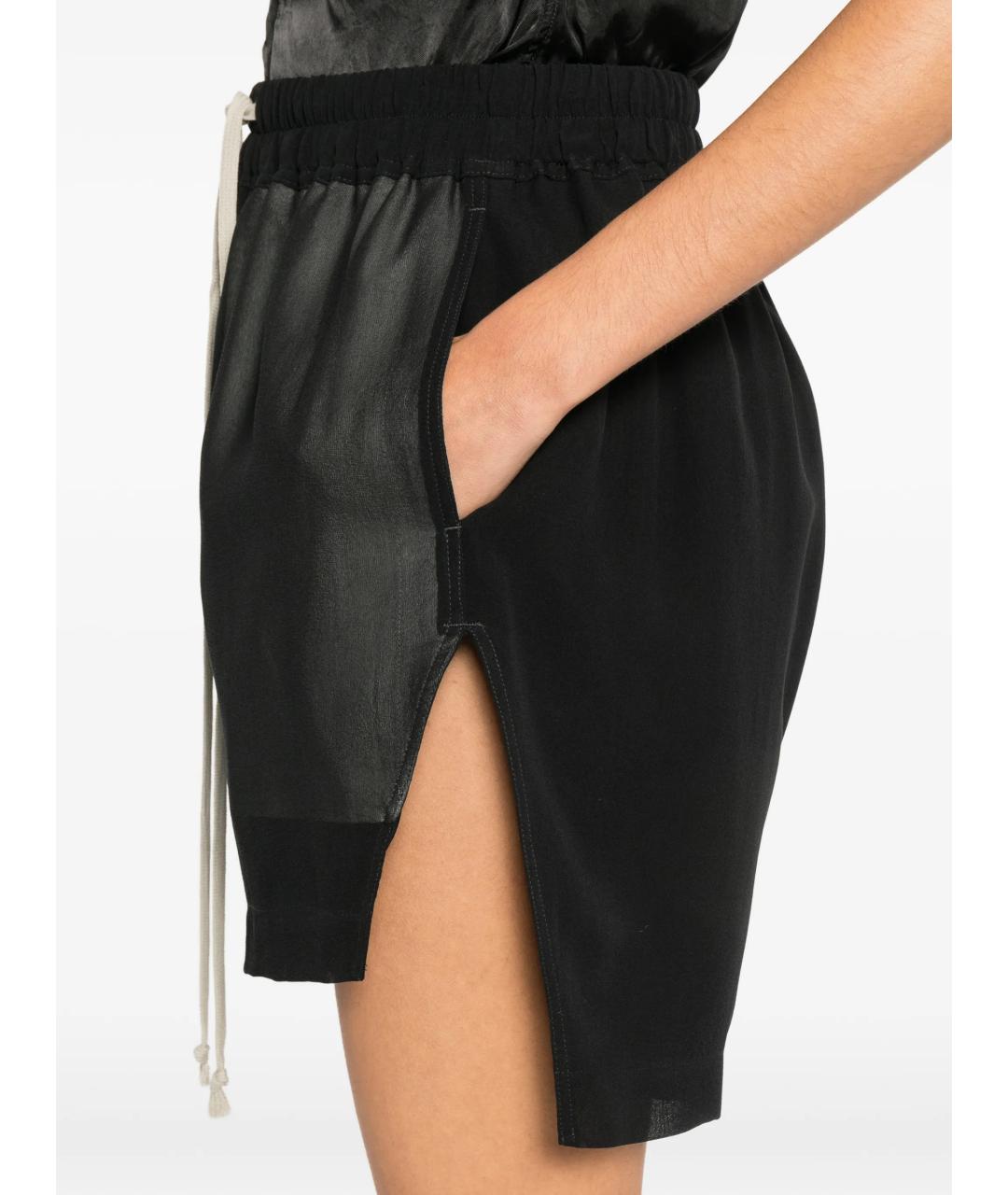 RICK OWENS Черные шелковые шорты, фото 5