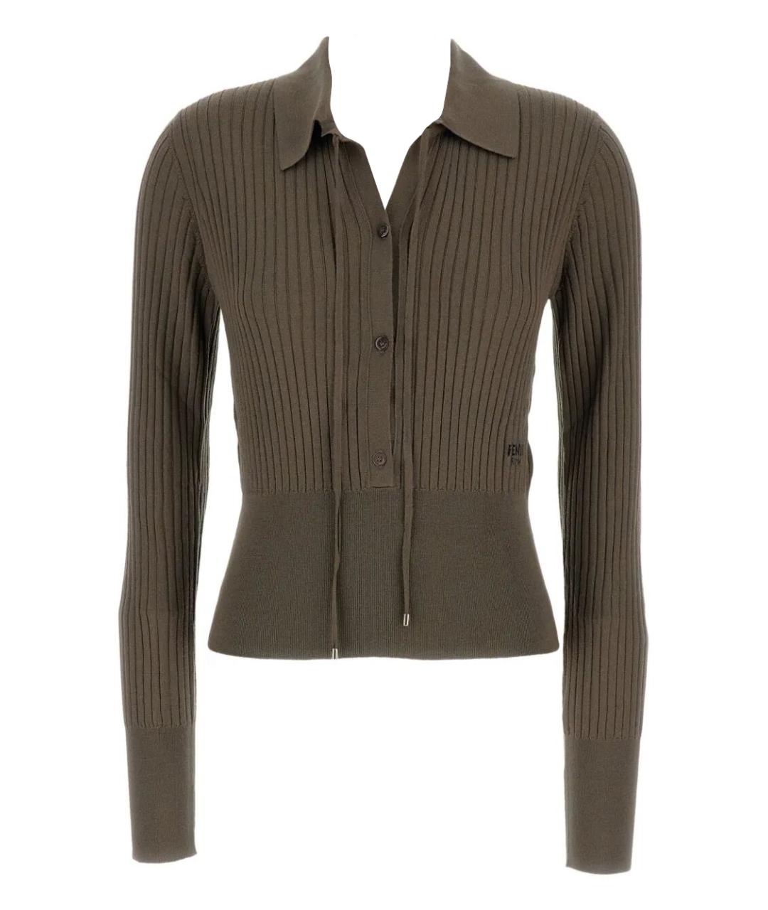 FENDI Коричневый шерстяной джемпер / свитер, фото 1