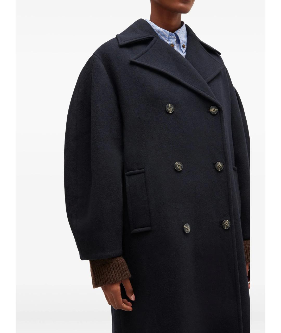 GANNI Синее шерстяное пальто, фото 4