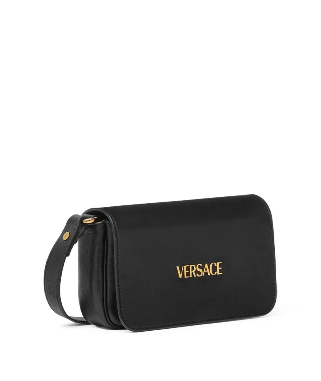 VERSACE Черная кожаная сумка через плечо, фото 5