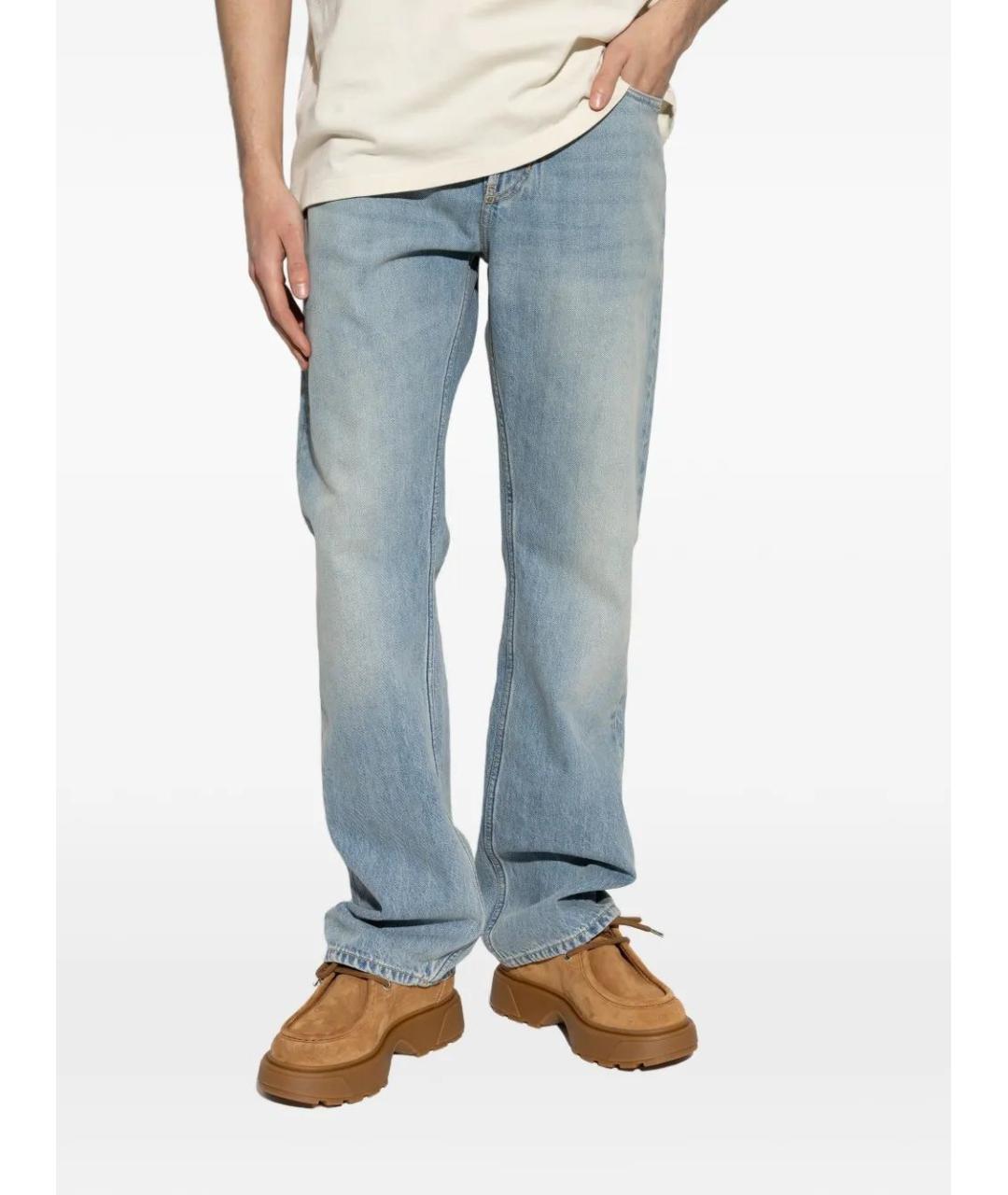 ALEXANDER MCQUEEN Голубые хлопковые прямые джинсы, фото 3