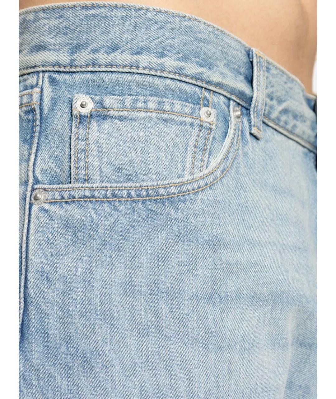 ALEXANDER MCQUEEN Голубые хлопковые прямые джинсы, фото 5