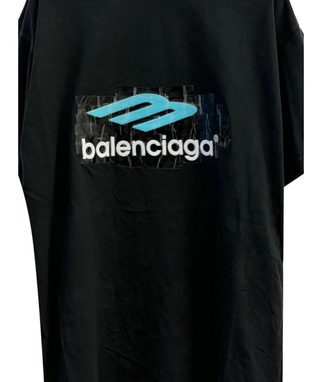 BALENCIAGA Черная хлопковая футболка, фото 2