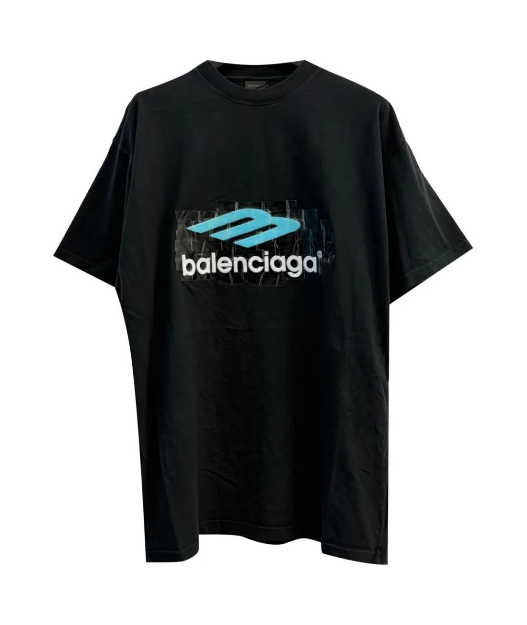 BALENCIAGA Черная хлопковая футболка, фото 1