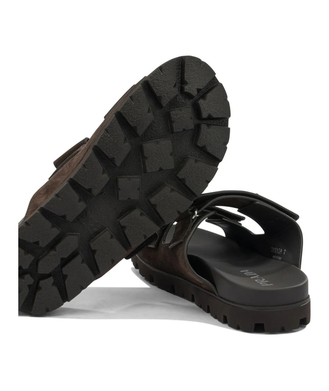 PRADA Коричневые замшевые сандалии, фото 5