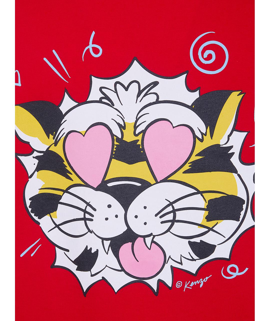 KENZO Красная хлопковая футболка, фото 3