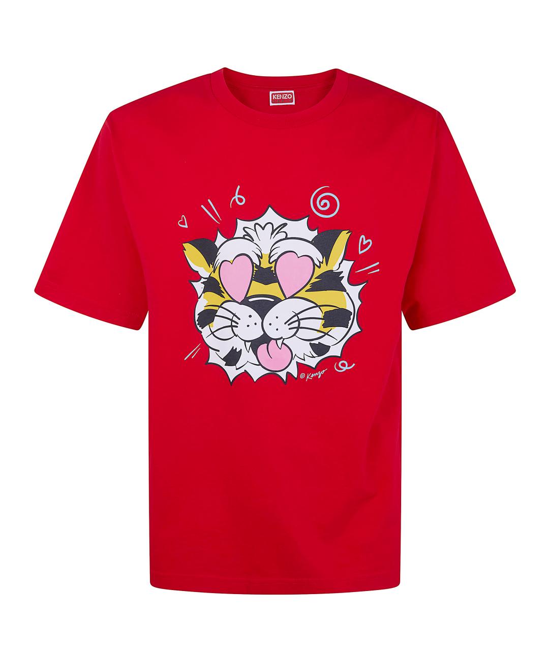 KENZO Красная хлопковая футболка, фото 1