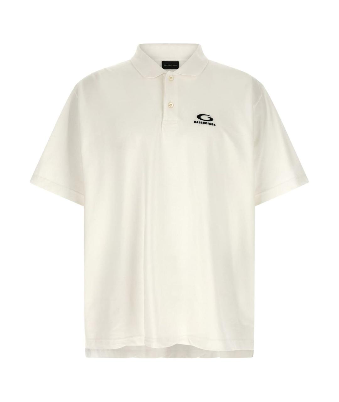 BALENCIAGA Белое хлопковое поло с коротким рукавом, фото 1