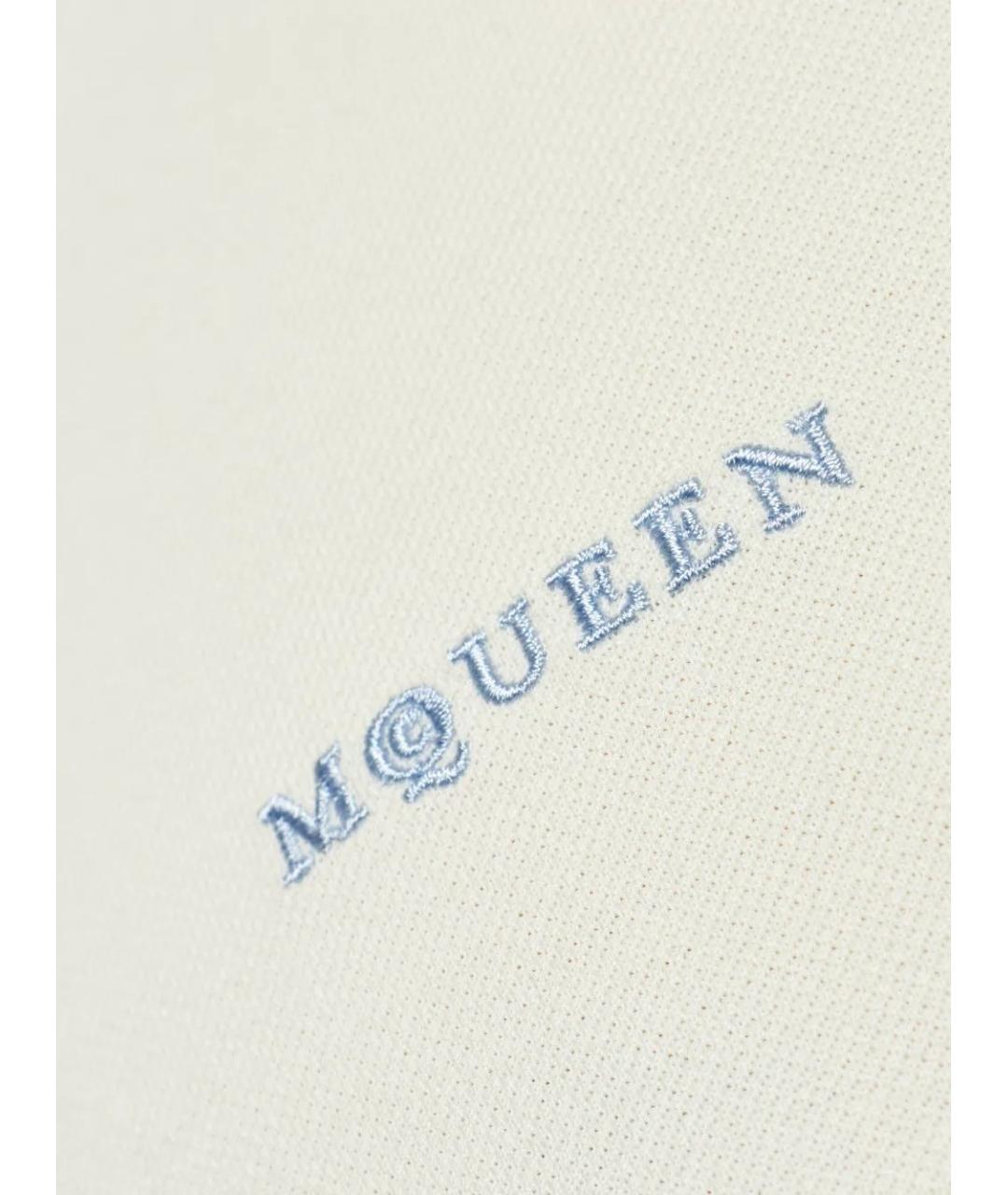 ALEXANDER MCQUEEN Бежевое хлопковое поло с коротким рукавом, фото 5