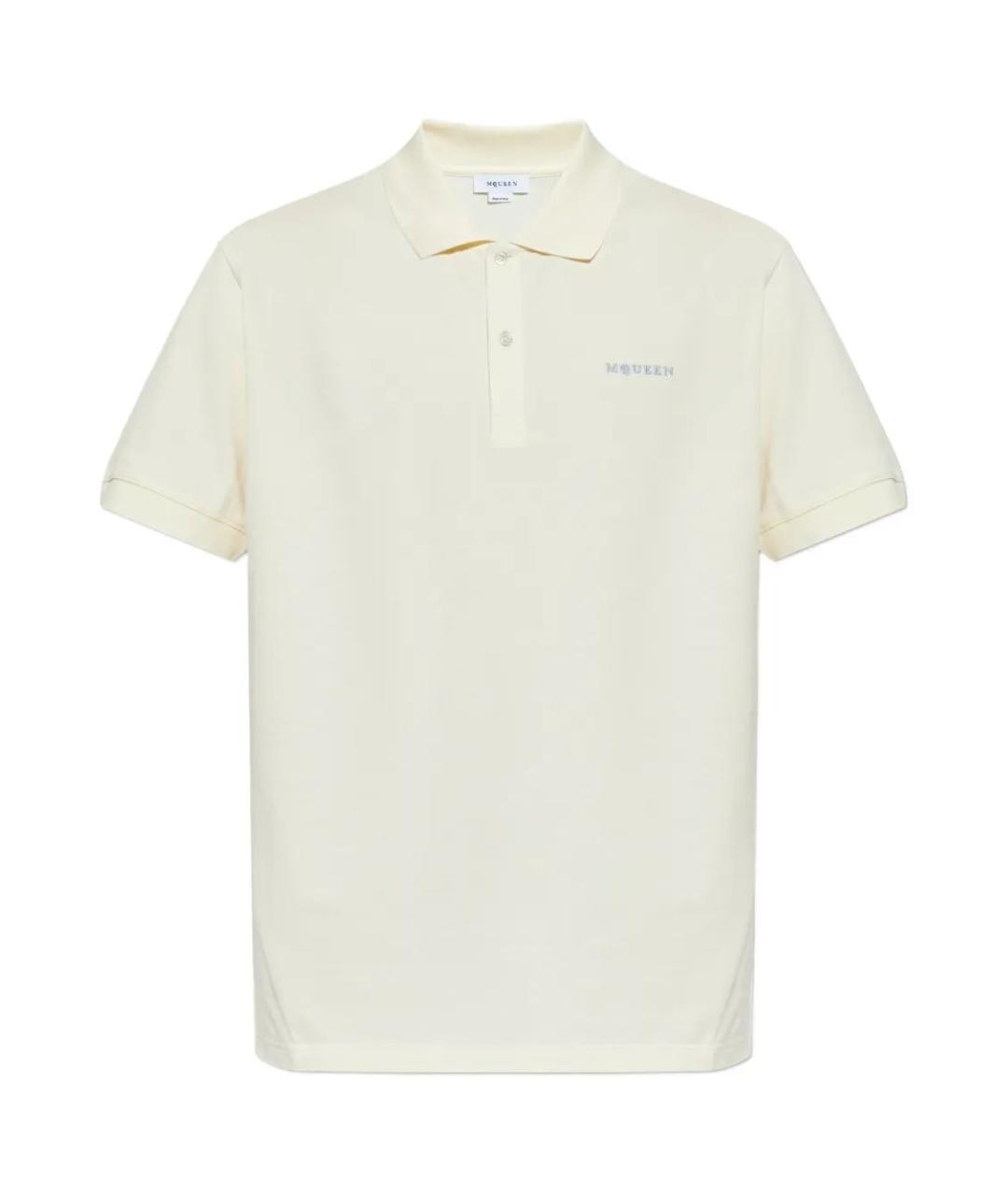 ALEXANDER MCQUEEN Бежевое хлопковое поло с коротким рукавом, фото 1