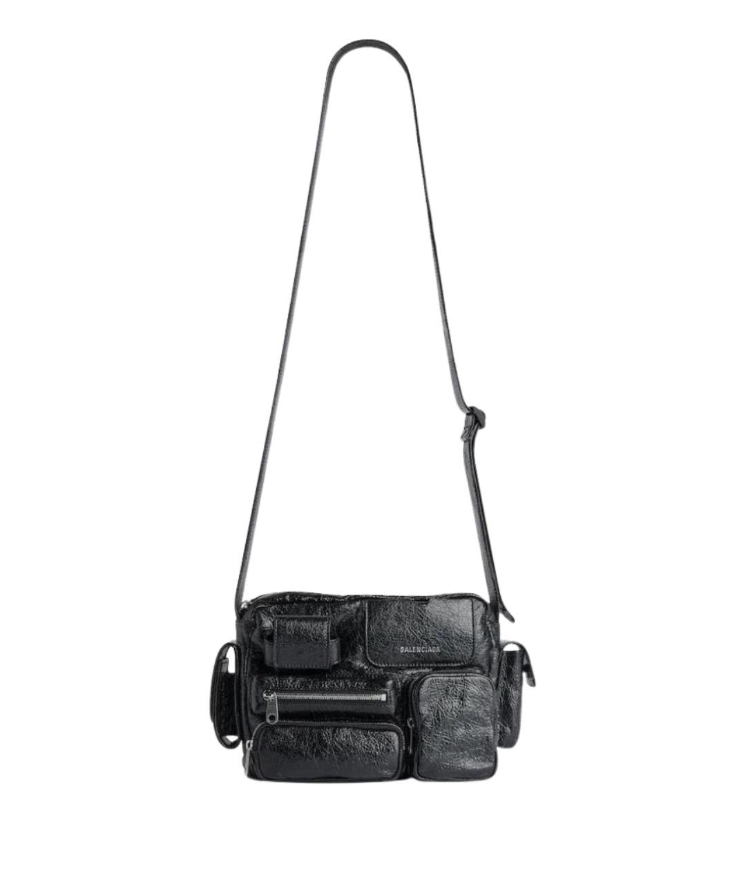 BALENCIAGA Черная кожаная сумка на плечо, фото 1