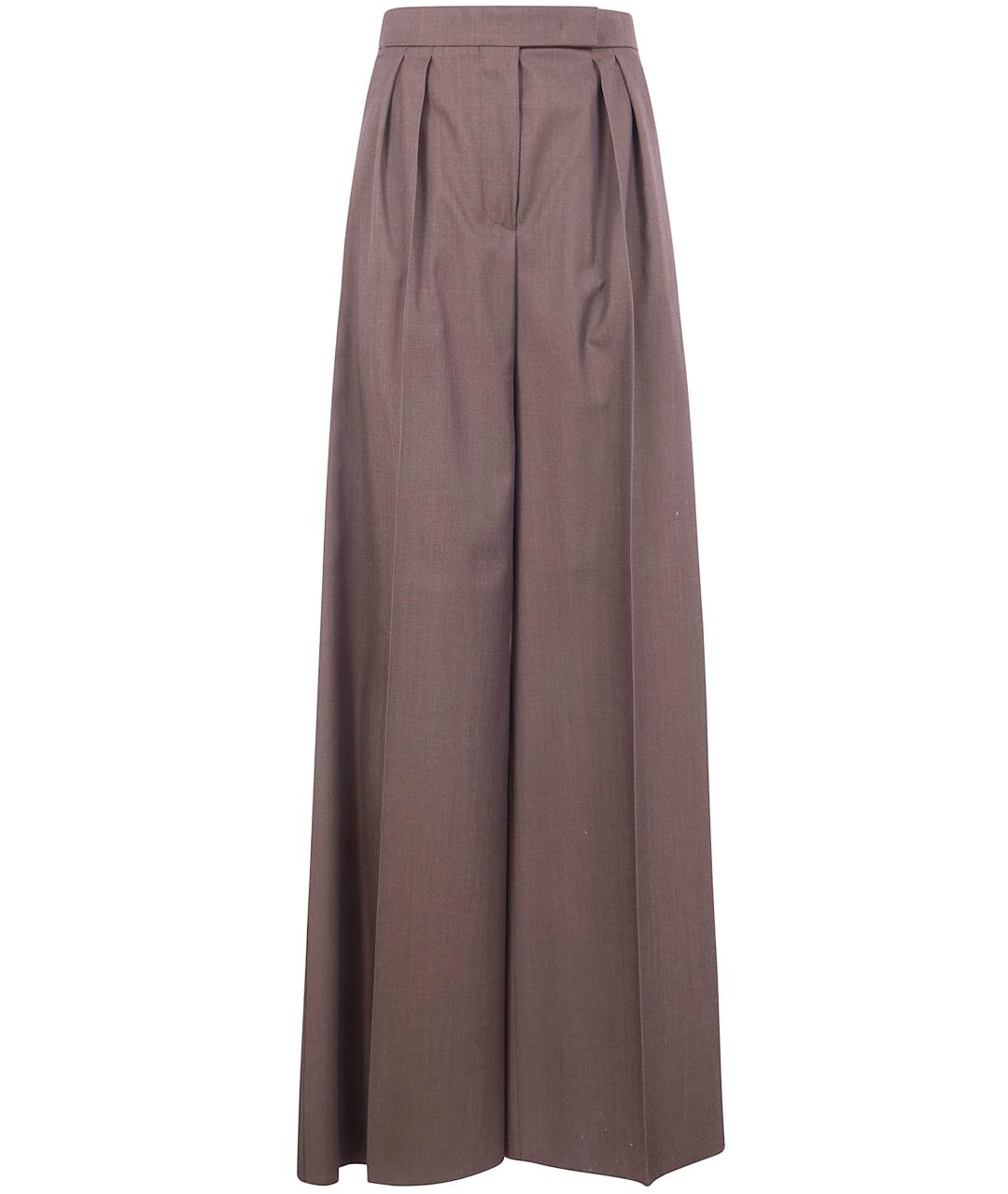 MAX MARA Антрацитовые шерстяные прямые брюки, фото 1