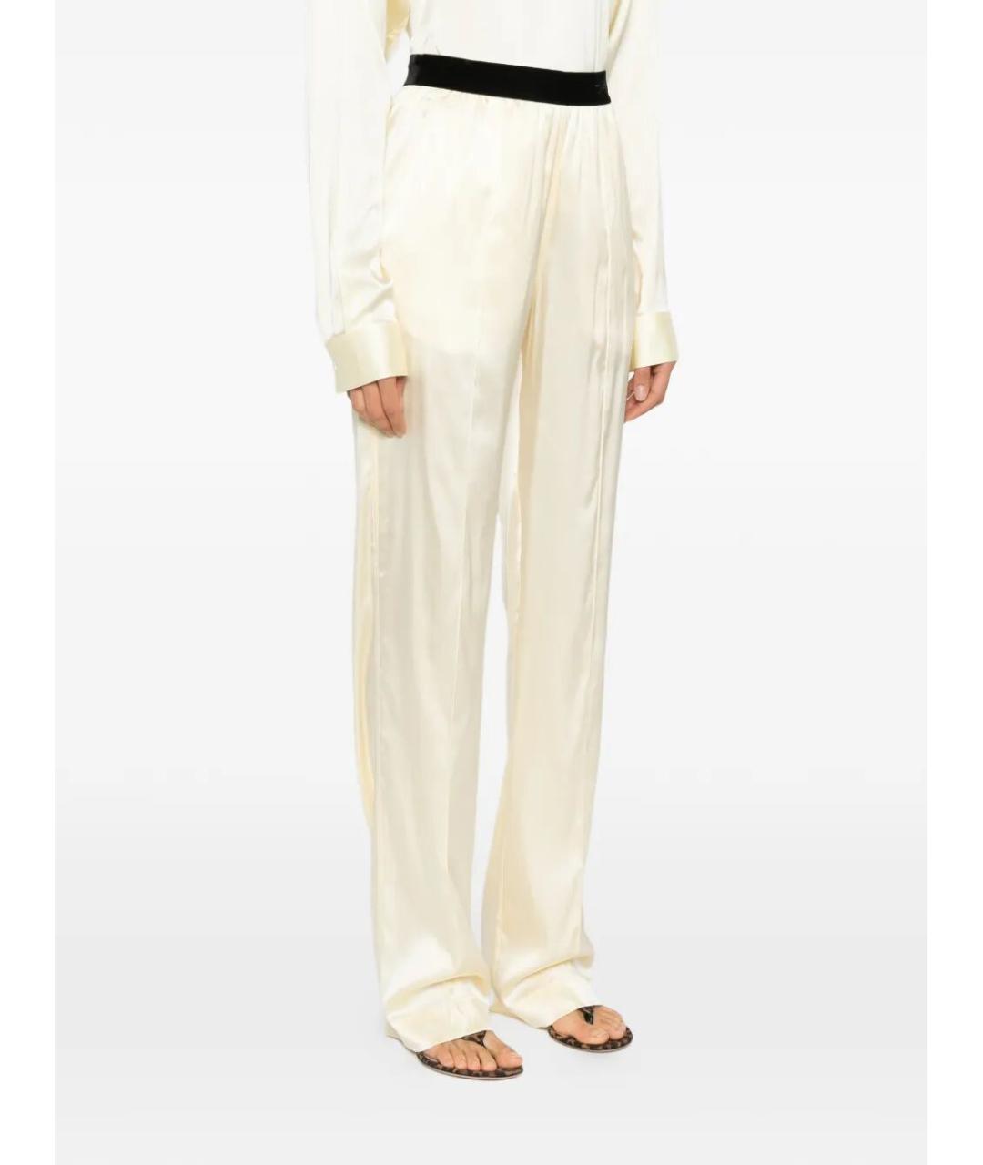 TOM FORD Бежевые шелковые прямые брюки, фото 5