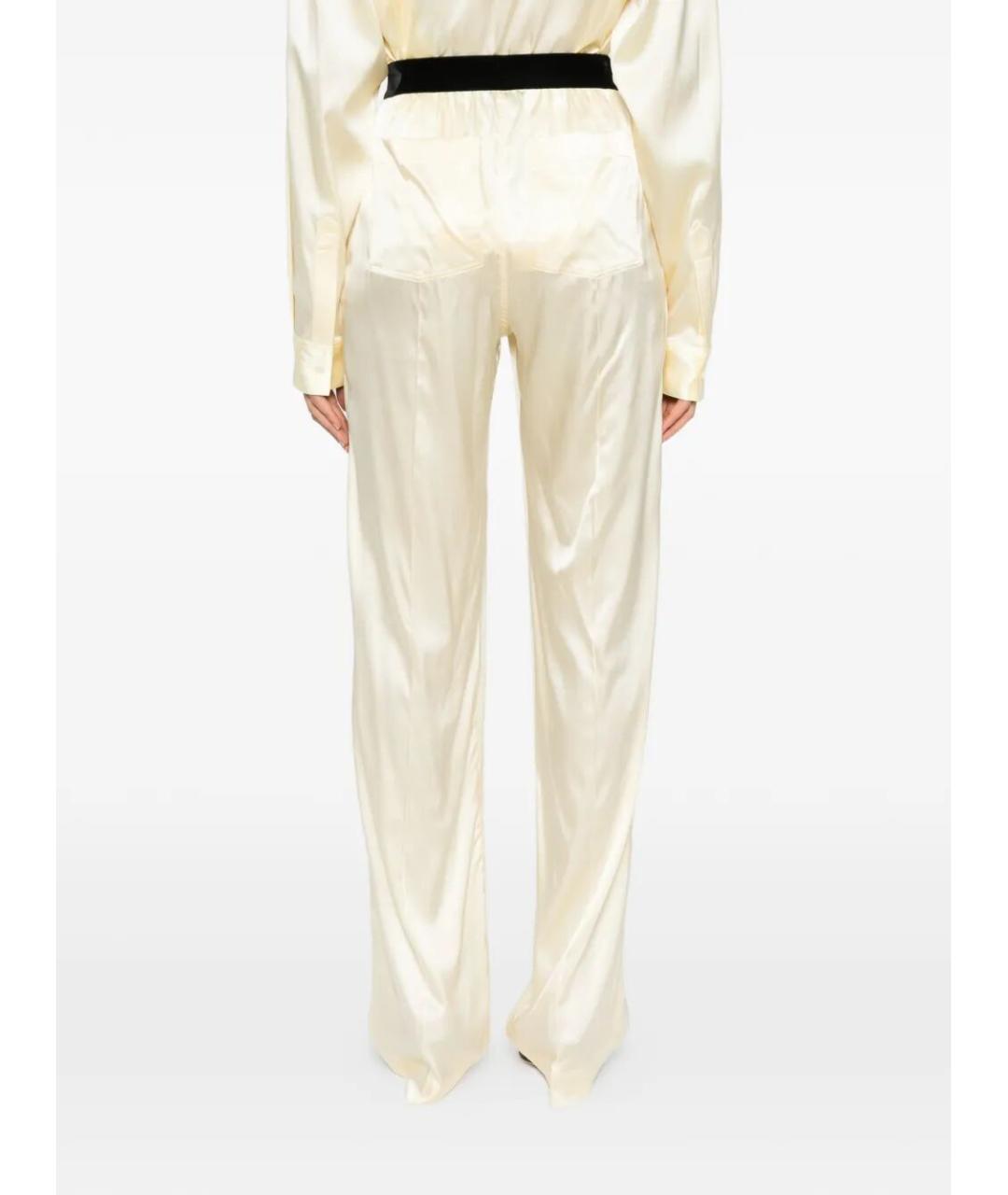 TOM FORD Бежевые шелковые прямые брюки, фото 2