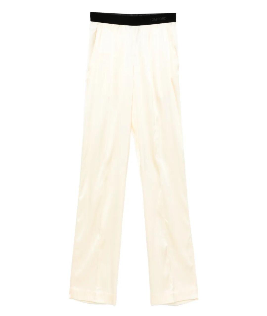 TOM FORD Бежевые шелковые прямые брюки, фото 1