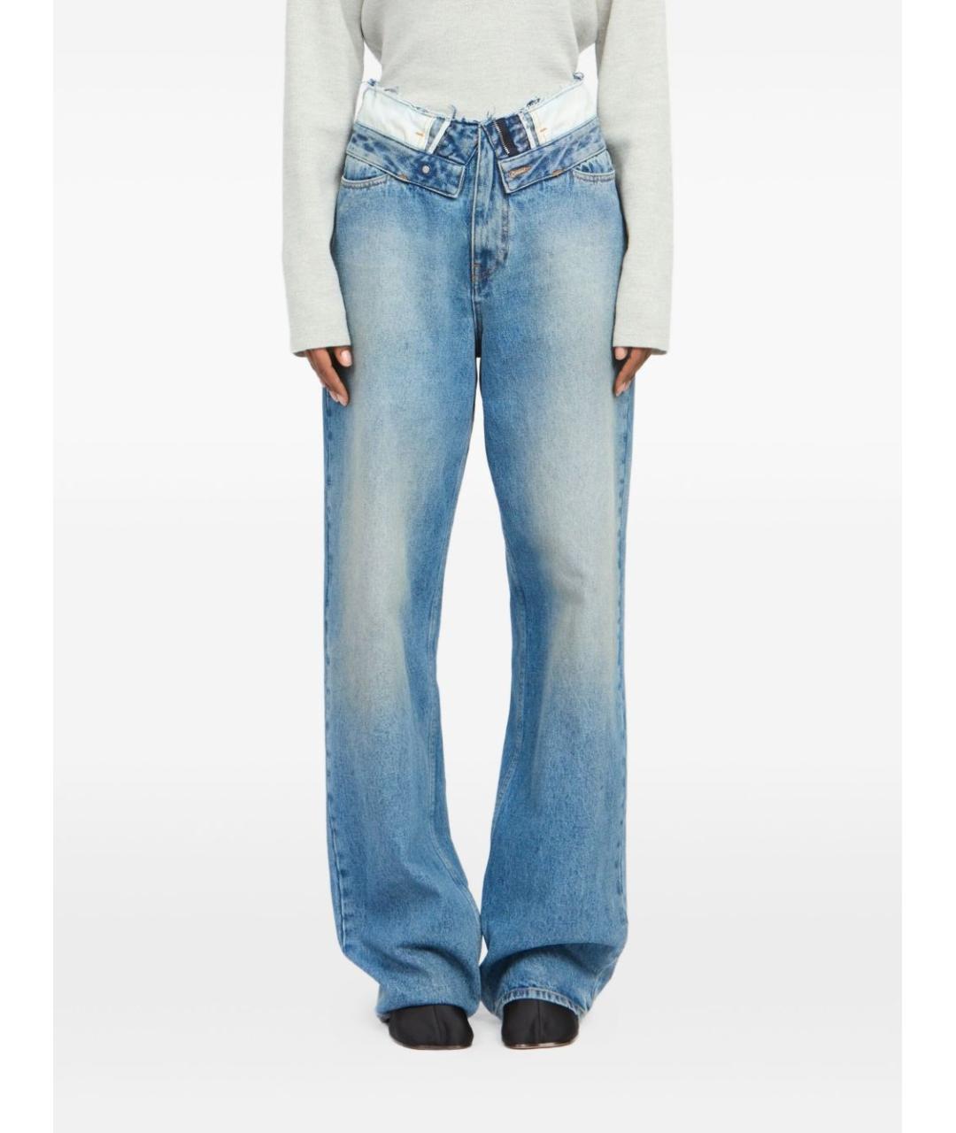 MM6 MAISON MARGIELA Голубые хлопковые прямые джинсы, фото 2