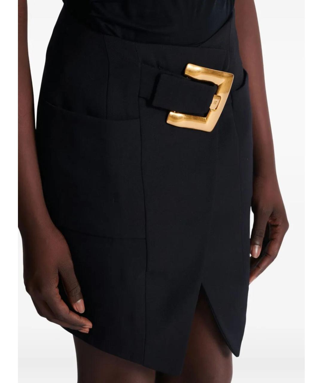 BALMAIN Черная шерстяная юбка миди, фото 3