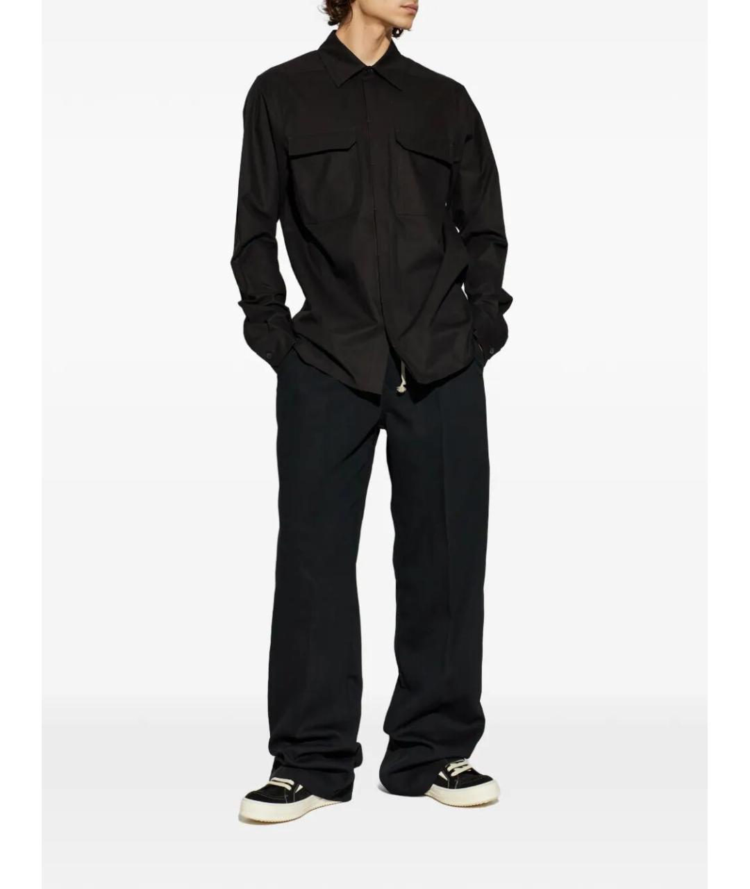 RICK OWENS Черные шерстяные повседневные брюки, фото 4