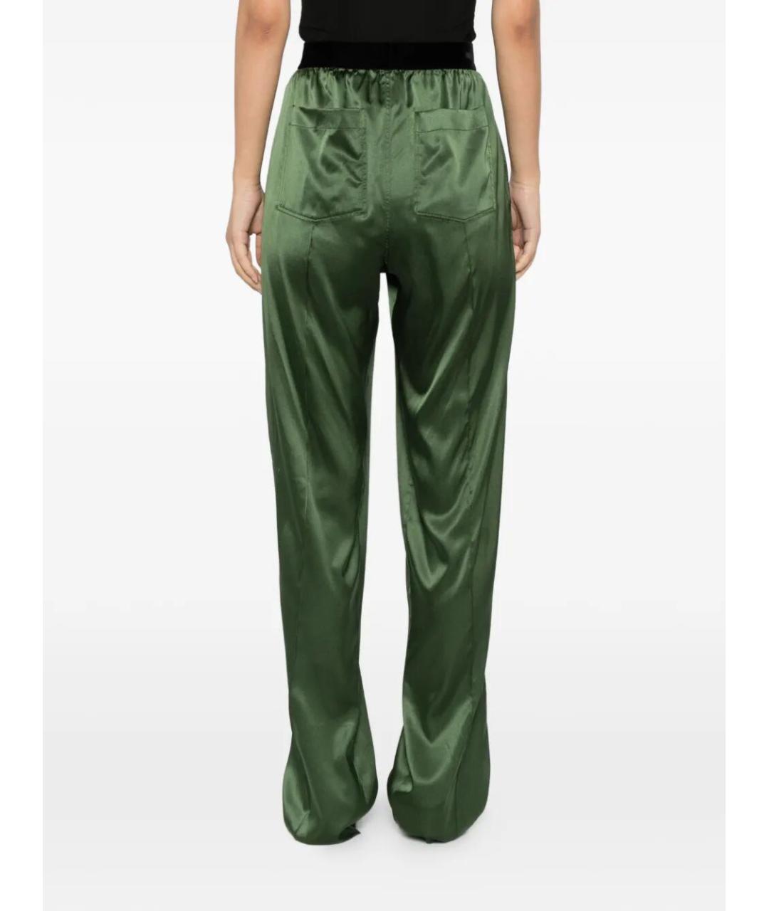 TOM FORD Зеленые шелковые прямые брюки, фото 3