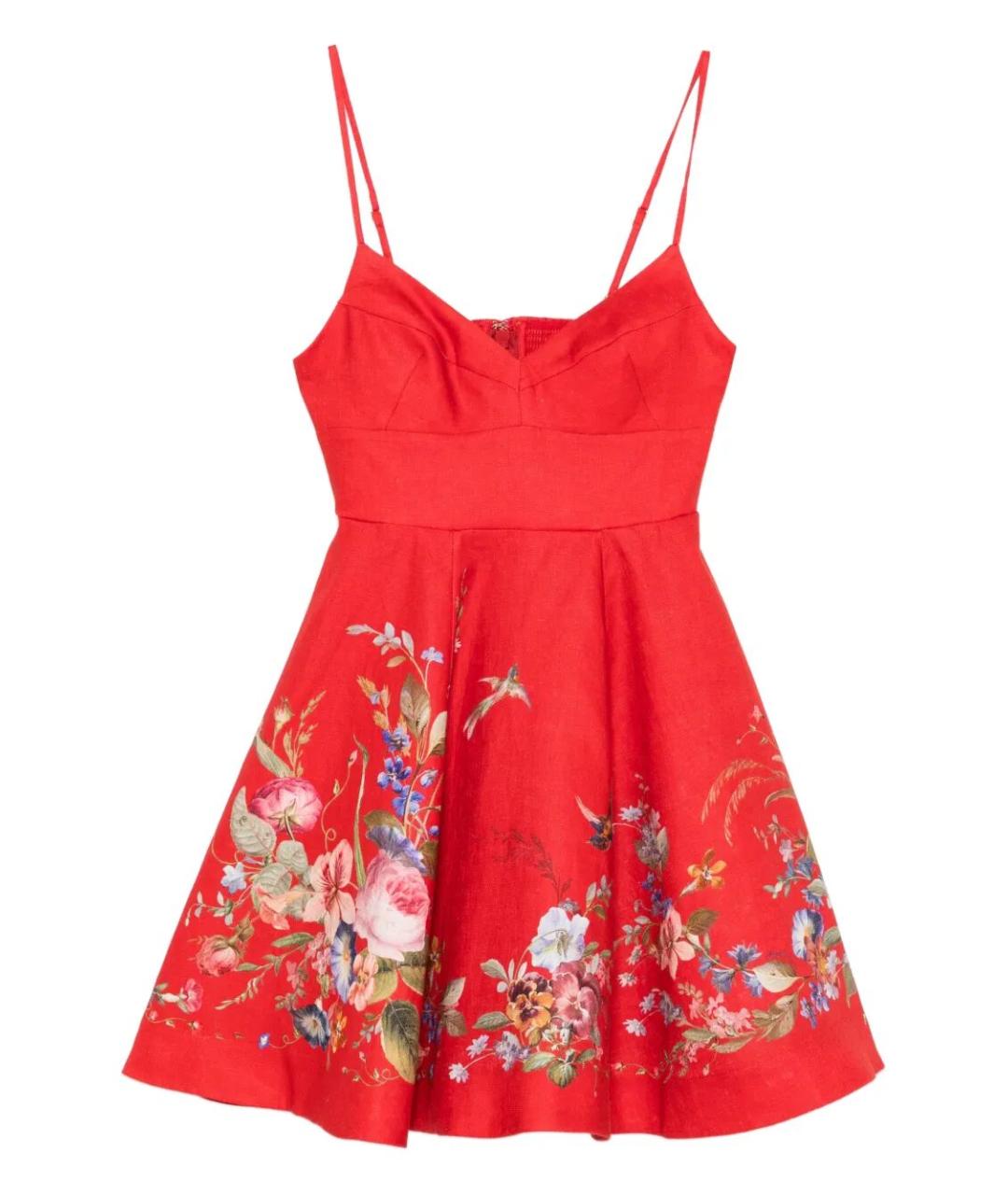 ZIMMERMANN Красное льняное повседневное платье, фото 1