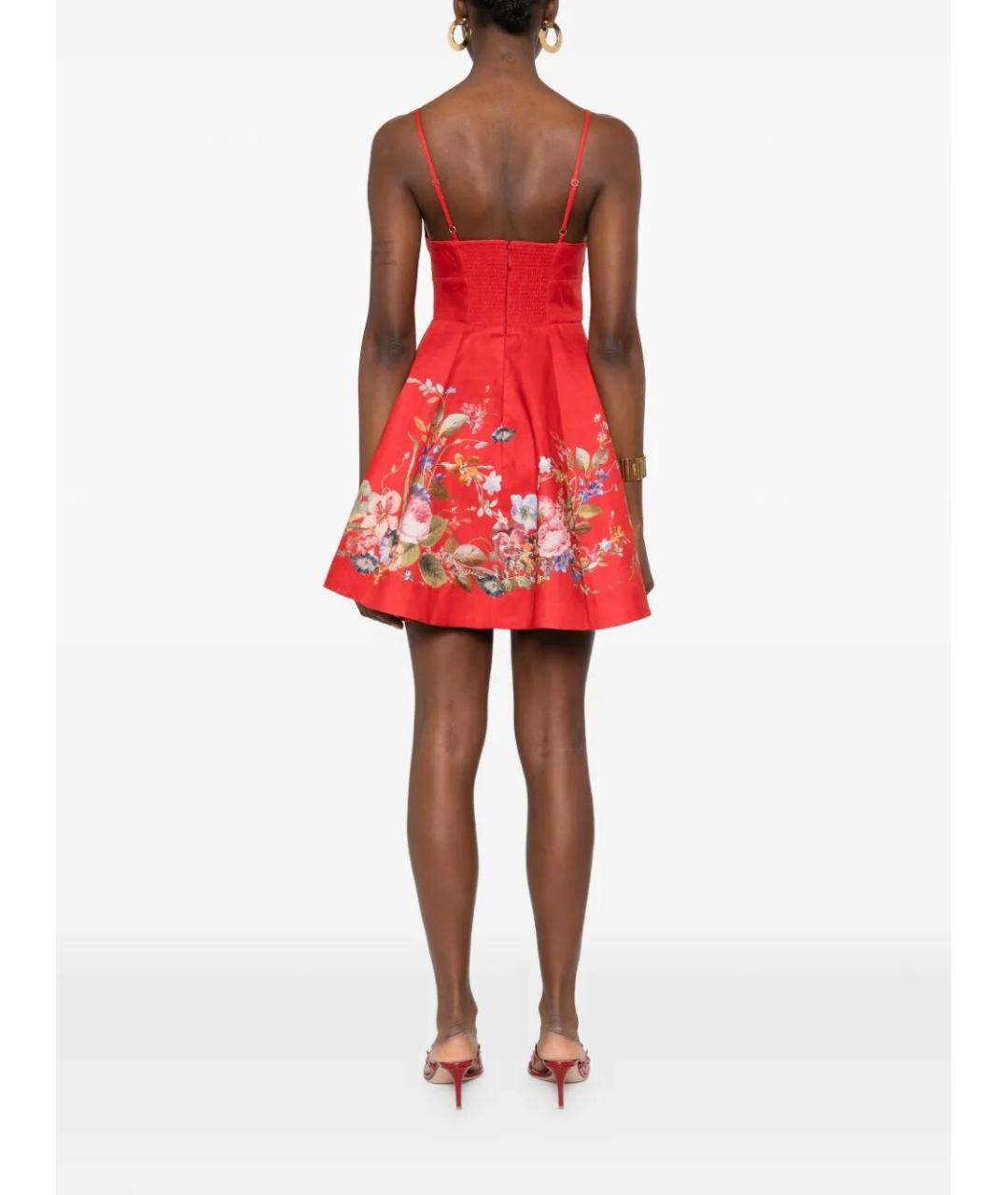ZIMMERMANN Красное льняное повседневное платье, фото 5