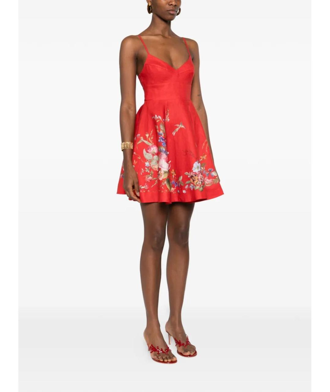 ZIMMERMANN Красное льняное повседневное платье, фото 3