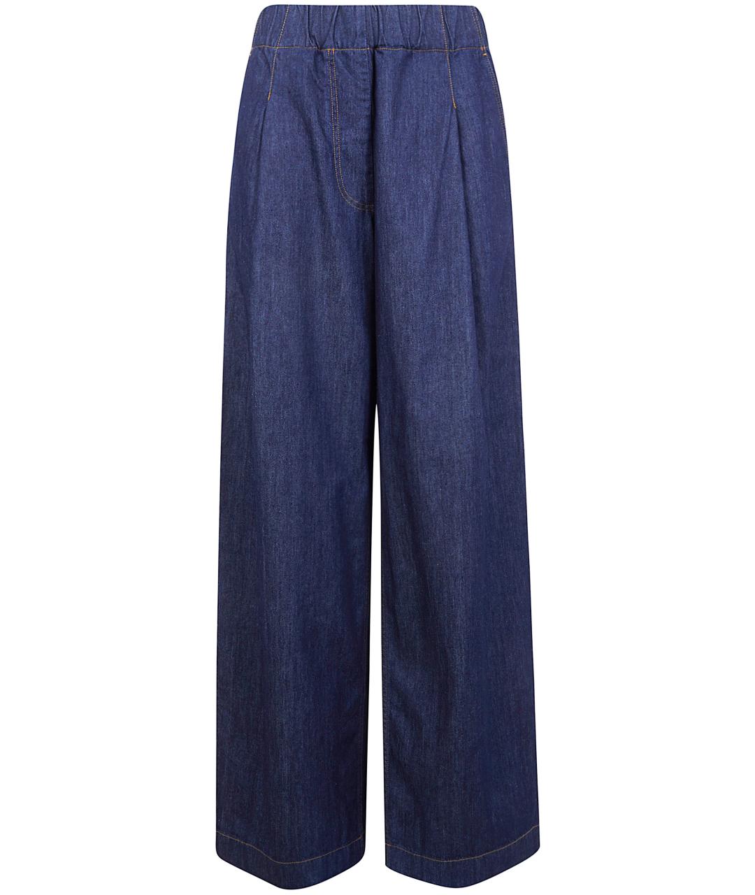 DRIES VAN NOTEN Синие хлопковые прямые брюки, фото 1