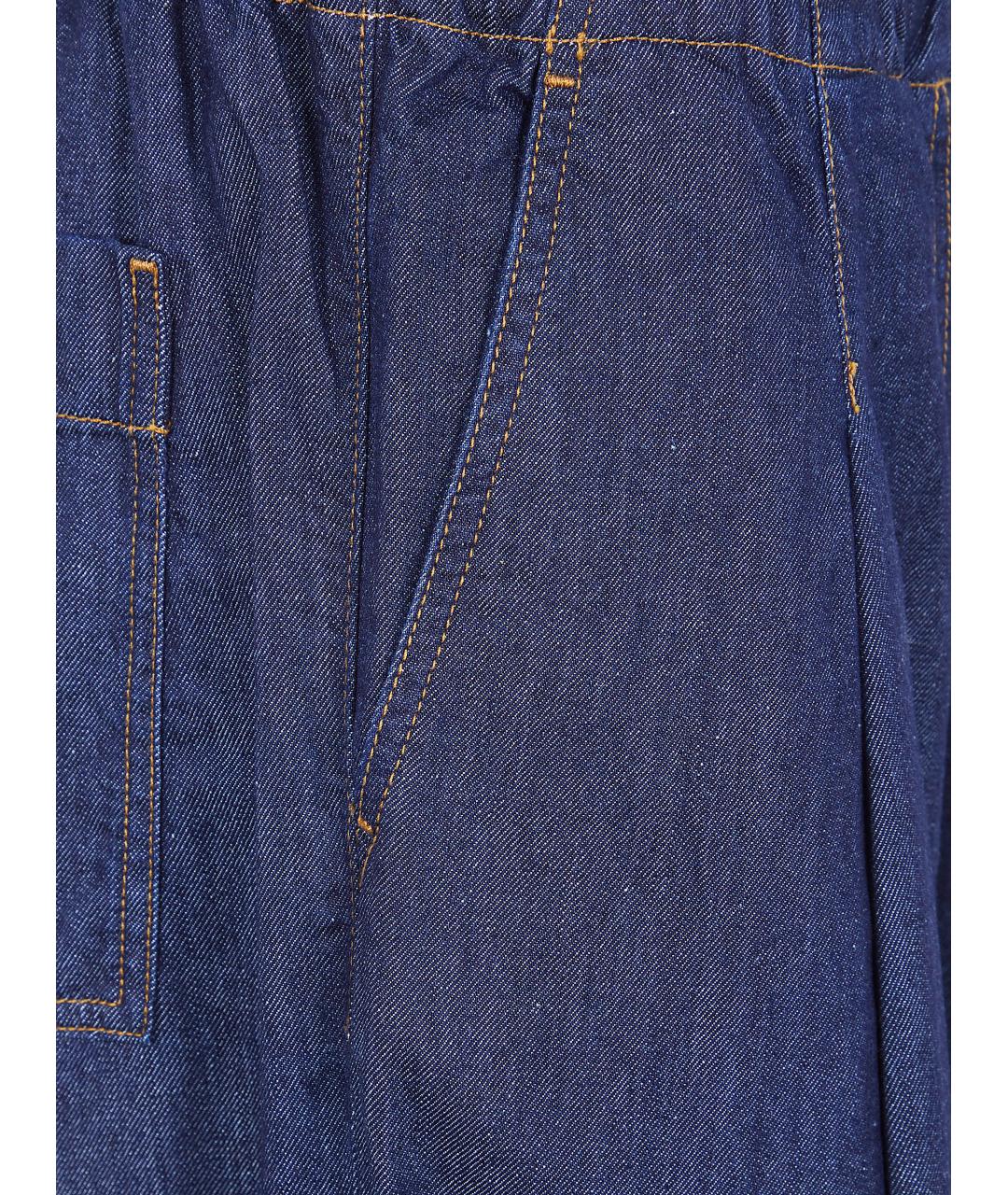 DRIES VAN NOTEN Синие хлопковые прямые брюки, фото 3