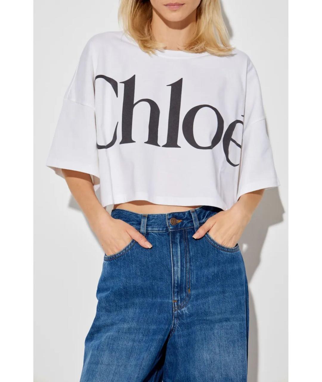 CHLOE Белая хлопковая футболка, фото 2