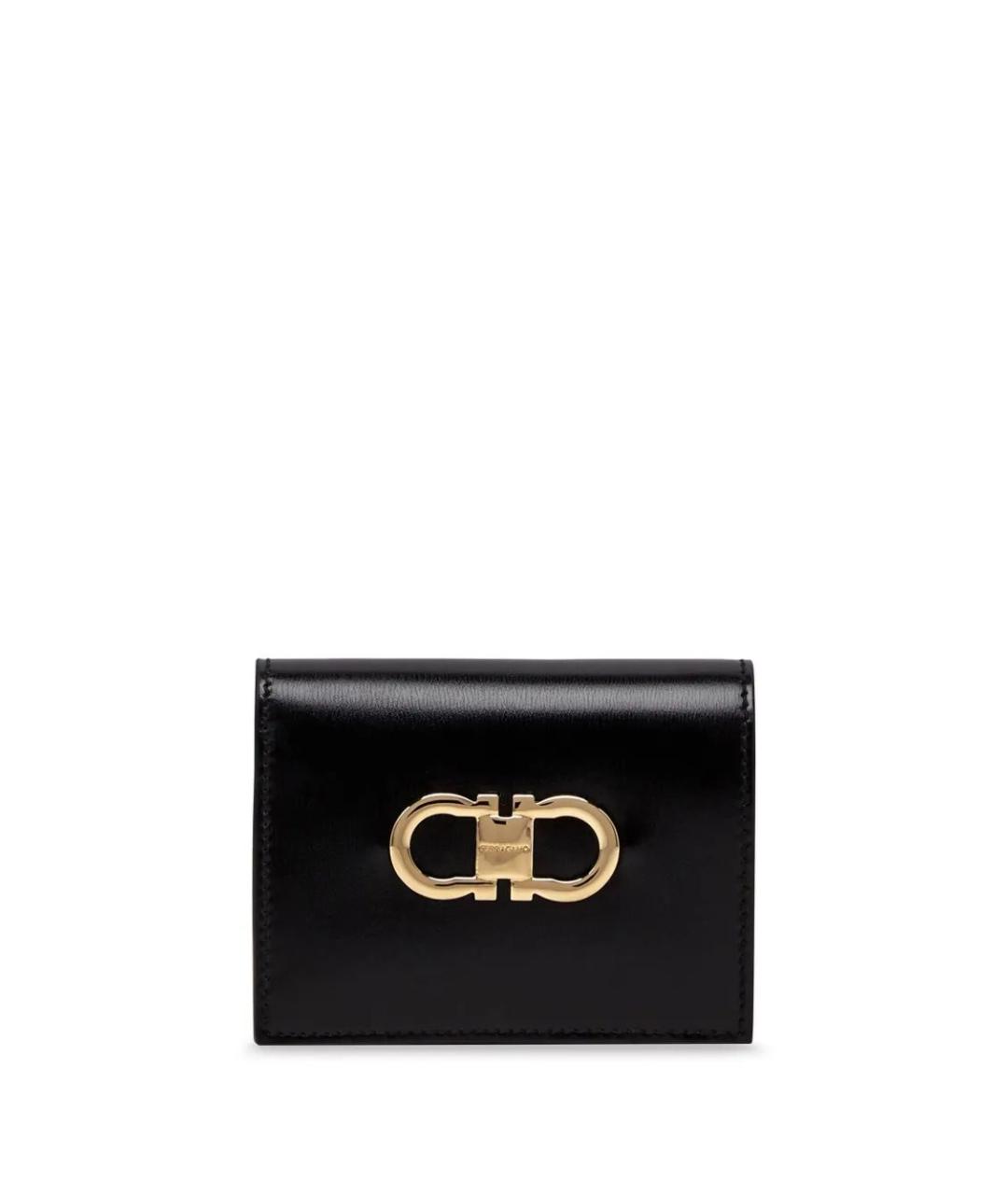 FERRAGAMO Черный кожаный кошелек, фото 1