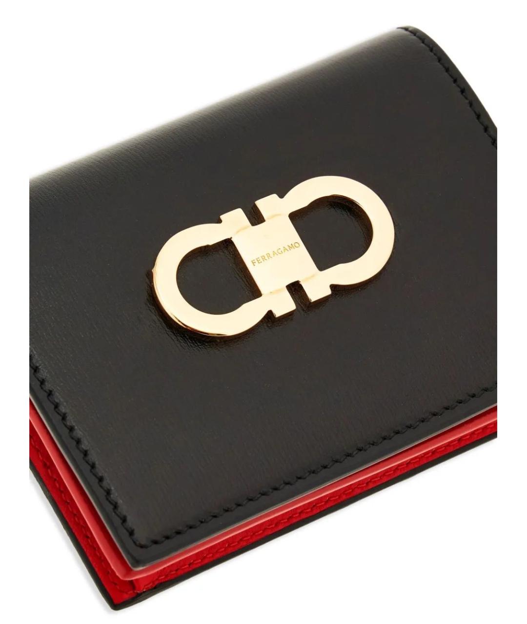FERRAGAMO Черный кожаный кошелек, фото 5