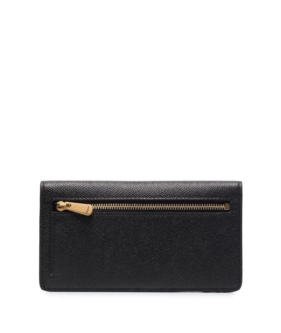 FERRAGAMO Черный кожаный кошелек, фото 2