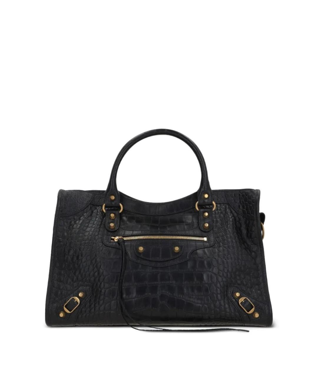 BALENCIAGA Черная кожаная сумка тоут, фото 1