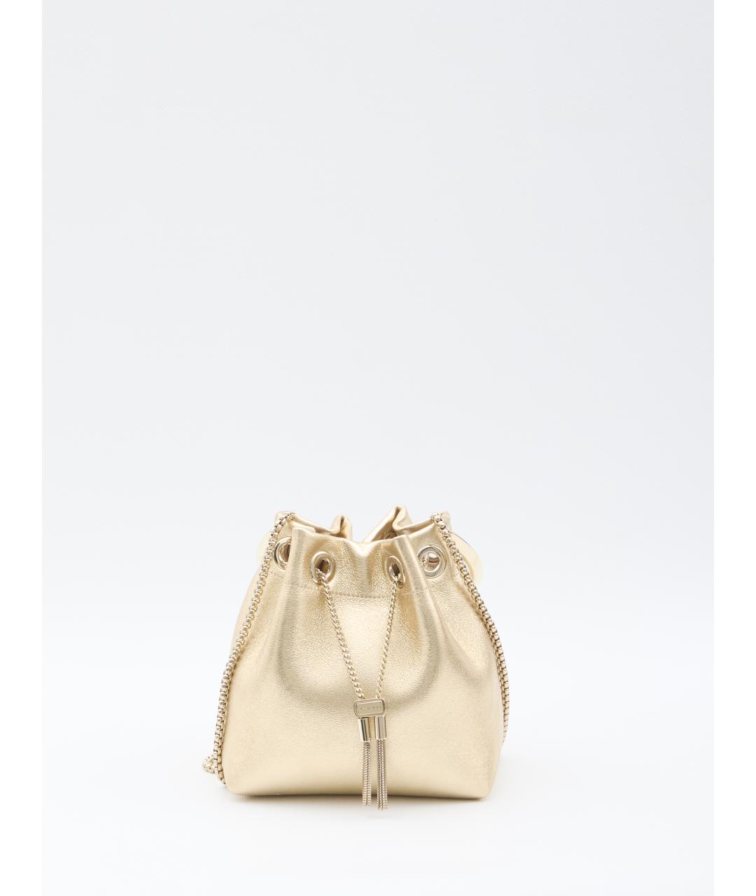 JIMMY CHOO Золотая кожаная сумка с короткими ручками, фото 5