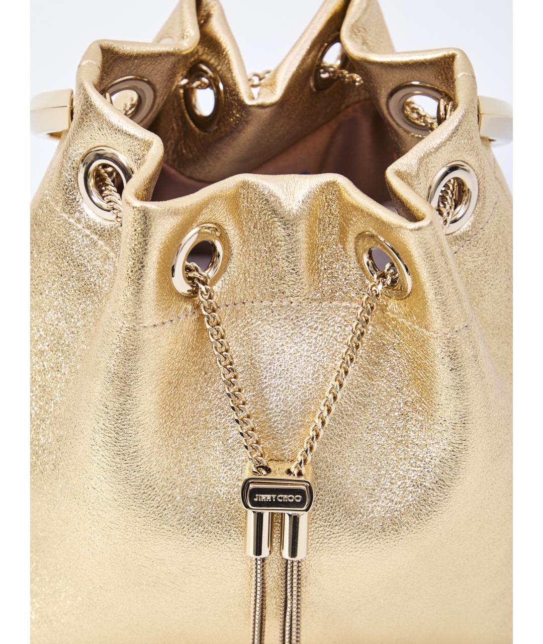 JIMMY CHOO Золотая кожаная сумка с короткими ручками, фото 4