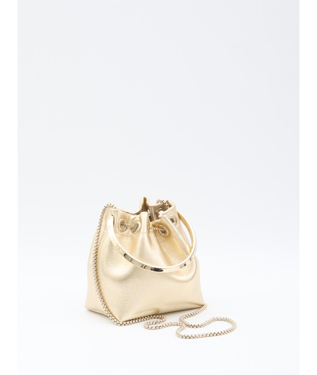 JIMMY CHOO Золотая кожаная сумка с короткими ручками, фото 2