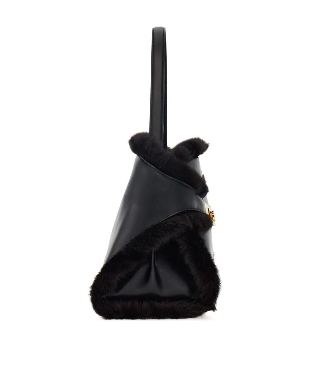 FERRAGAMO Черная кожаная сумка с короткими ручками, фото 3