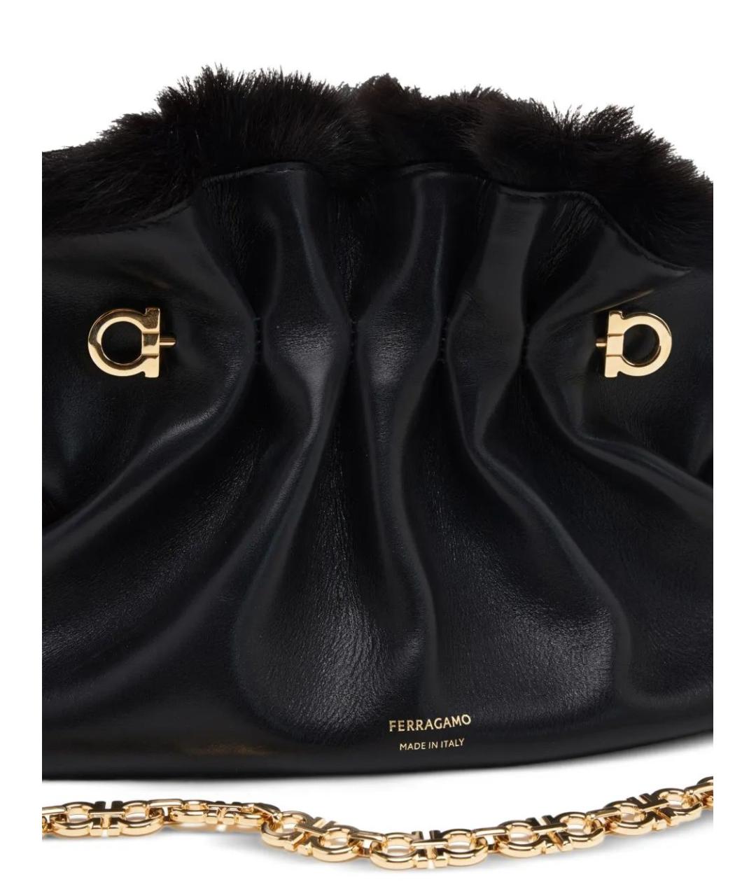 FERRAGAMO Черная кожаная сумка через плечо, фото 4