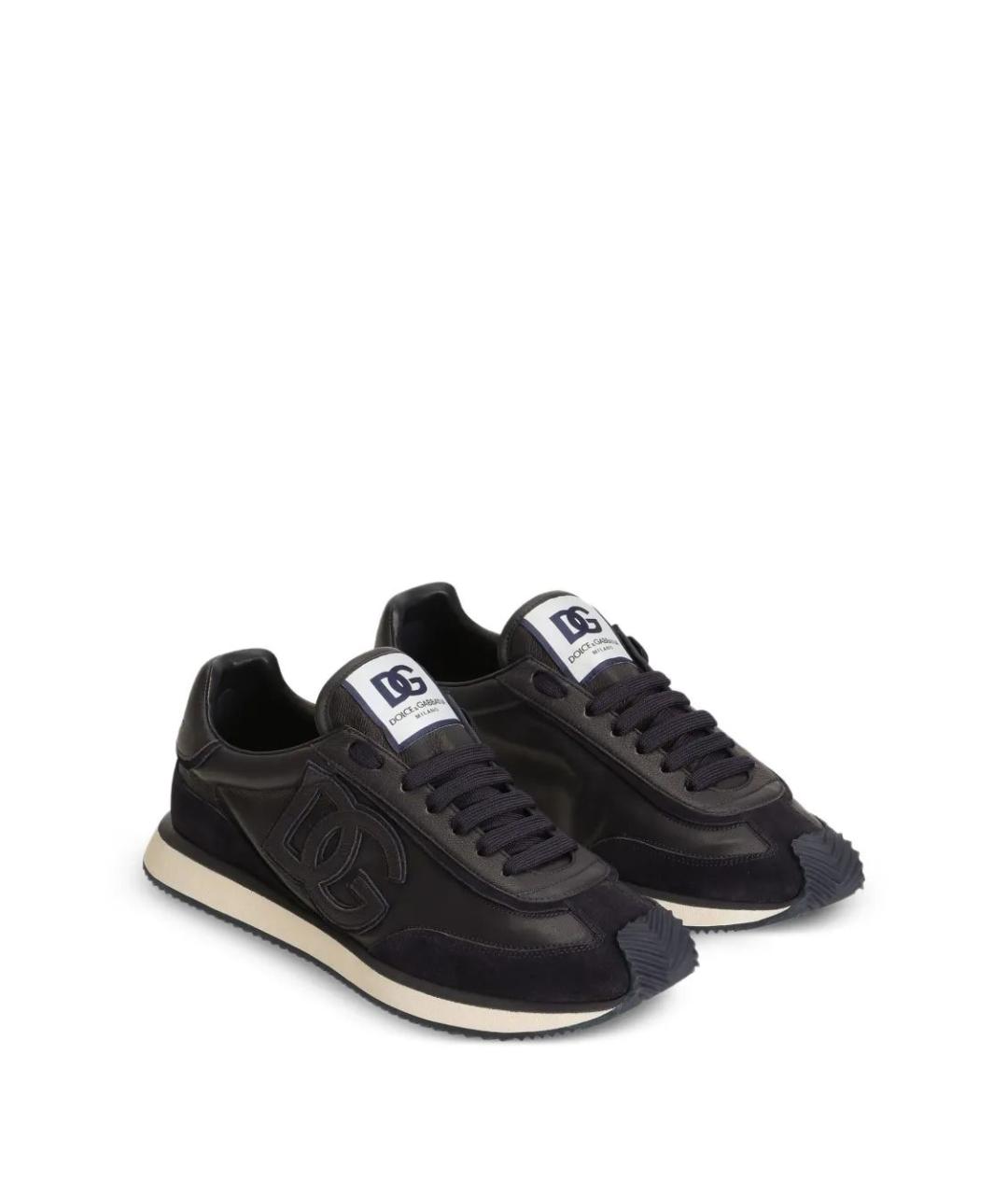 DOLCE&GABBANA Черные кожаные низкие кроссовки / кеды, фото 2