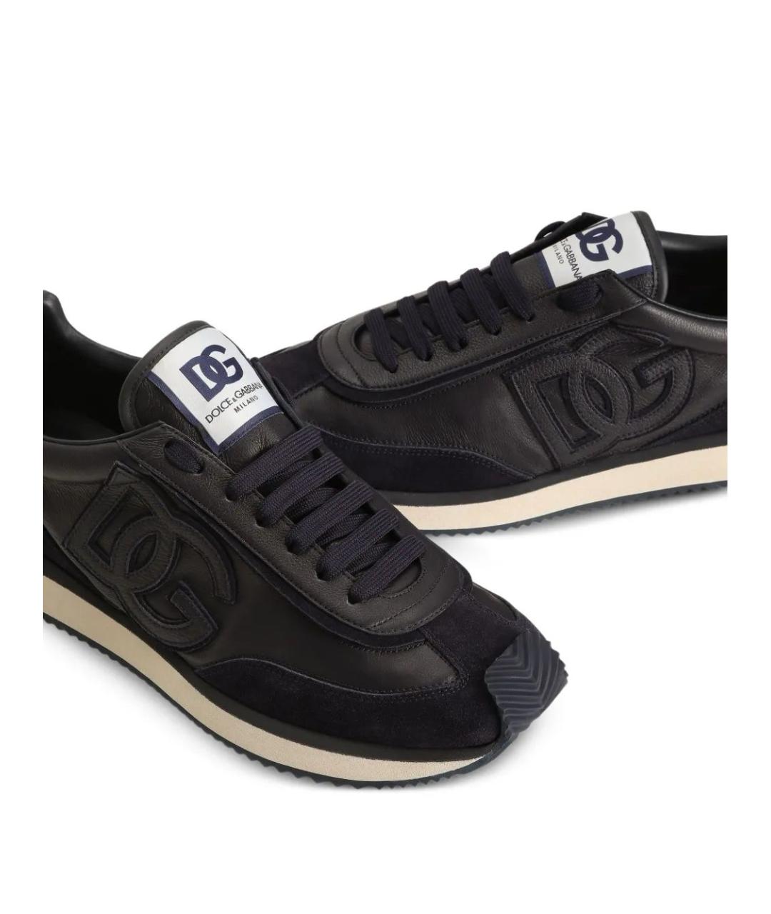 DOLCE&GABBANA Черные кожаные низкие кроссовки / кеды, фото 3