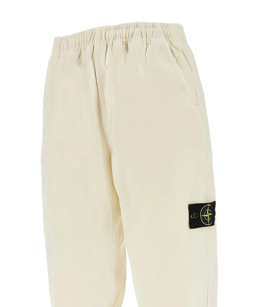 STONE ISLAND Белые хлопковые повседневные брюки, фото 2