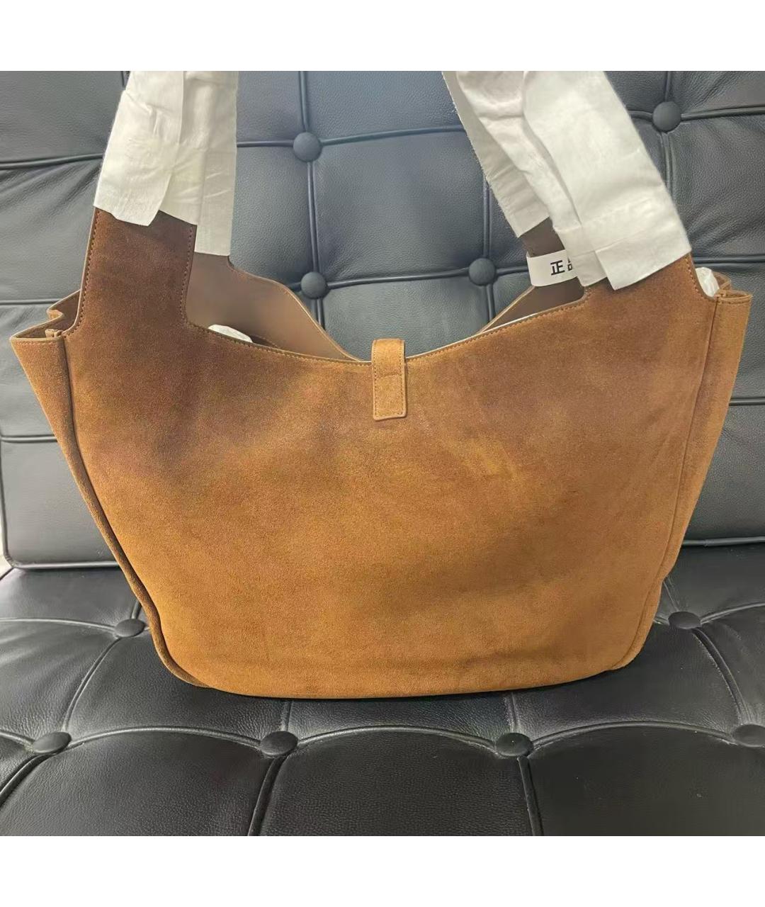 SAINT LAURENT Коричневая замшевая сумка через плечо, фото 6